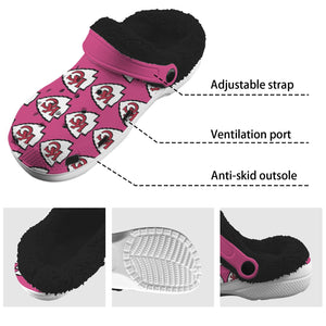 #Rossolini1# Team Pink/Black Inside Fleece Lined Foam Crocs for Adults