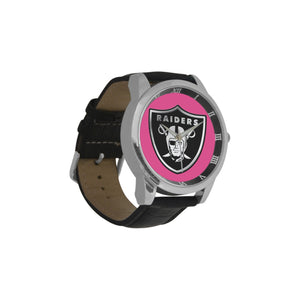 #Rossolini1# Raiders Hot Pink Men's Leather Strap Large Dial Watch(Model 213)