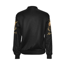 #MASKON# Black Bomber Jacket for Women (Model H36)