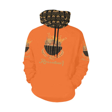 #MASK ON# Orange Hoodie for Women (Model H13)