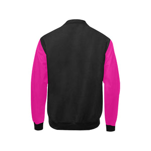 #Rossolini1# In Your Face Hot Pink Sleeve Bomber Jacket (Model H40)