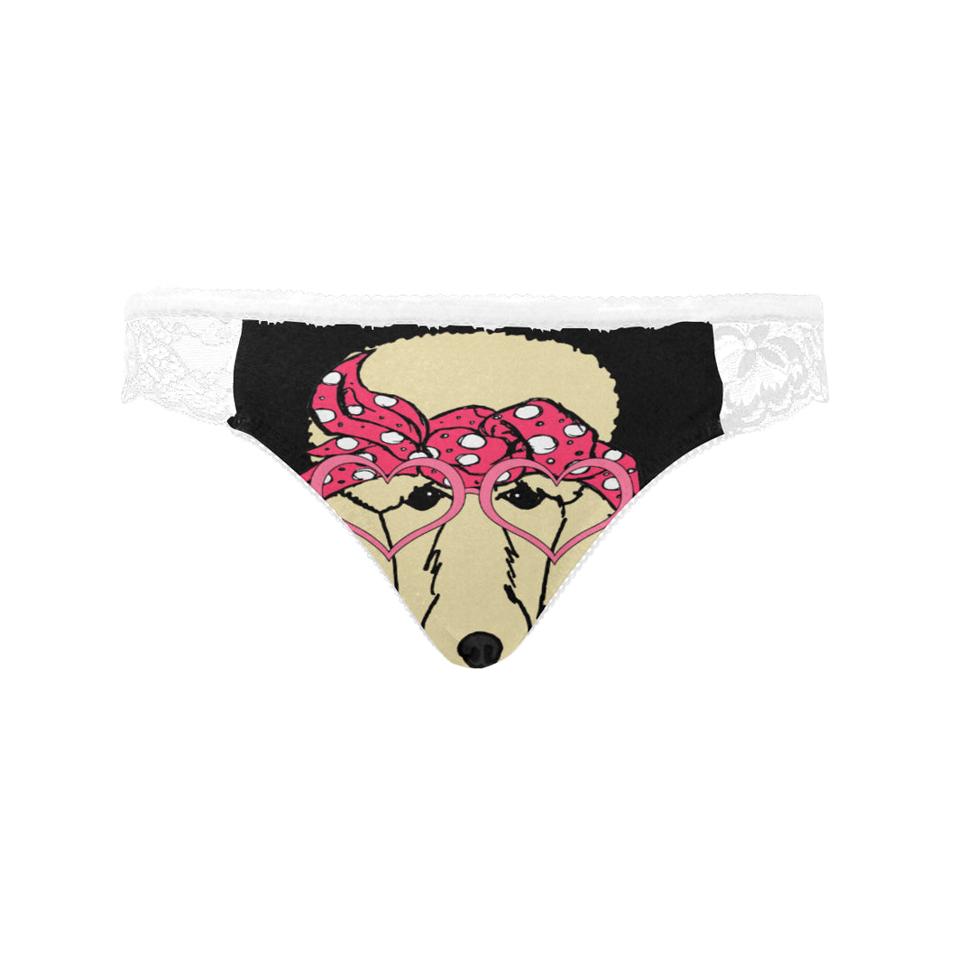 #Rossolini1# Poodle White Women's Lace Panty (Model L41)