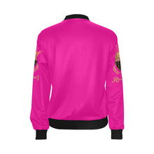 #MASKON# Hot Pink Bomber Jacket for Women (Model H36)