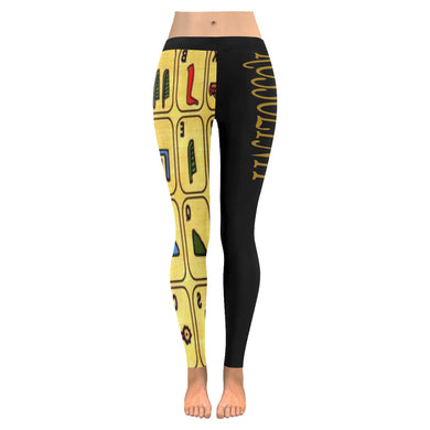 #Rossolini1# TheName HIEROGLYPHIC ALPHABET Low Rise Leggings (Invisible Stitch) (Model L05)