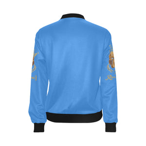 #MASKOFF# Blue Bomber Jacket for Women (Model H36)