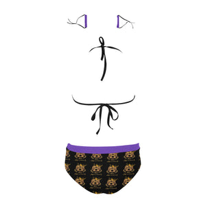 #Rossolini1# Purple Stringy Selvedge Bikini Set with Mouth Mask (S11)