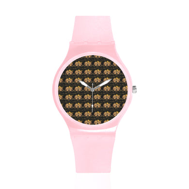 #Rossolini1# Mask Off Pink Unisex Round Rubber Sport Watch(Model 314)