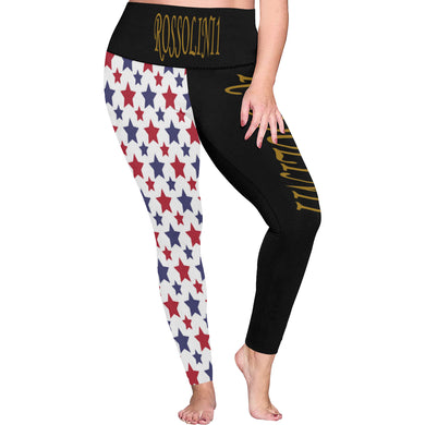 #Rossolini1# TheName Stars Plus Size High Waist Leggings (Model L44)