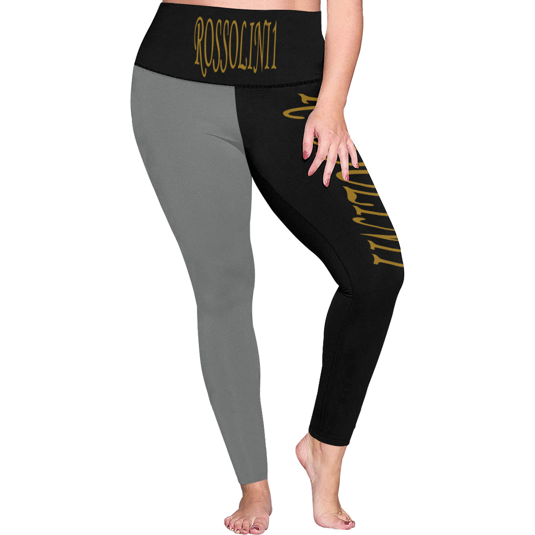 #Rossolini1# TheName B/DG Plus Size High Waist Leggings (Model L44)