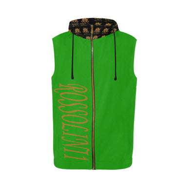 #Rossolini1# Green Sleeveless Zip Up Hoodie for Men (Model H16)