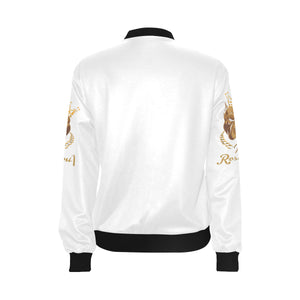 #MASKOFF# White Bomber Jacket for Women (Model H36)