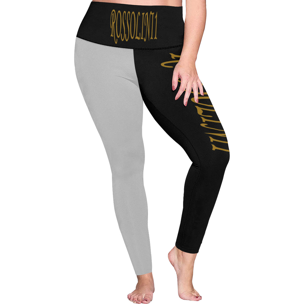 #Rossolini1# TheName B/LG Plus Size High Waist Leggings (Model L44)