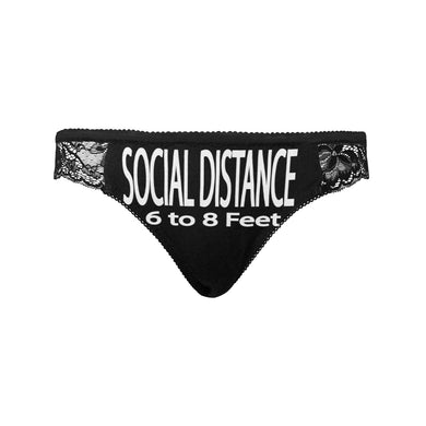 #SOCIAL DISTANCE# Black Women's Lace Panty (Model L41)