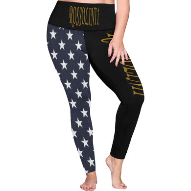 #Rossolini1# TheName Blue Back Stars Plus Size High Waist Leggings (Model L44)