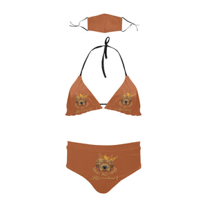 #Rossolini1# Root Beer Stringy Selvedge Bikini Set with Mouth Mask (S11)