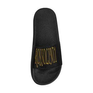 #Rossolini1# Gold Black Men's Slide Sandals/Large Size (Model 057)