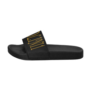 #Rossolini1# Gold Black Men's Slide Sandals/Large Size (Model 057)