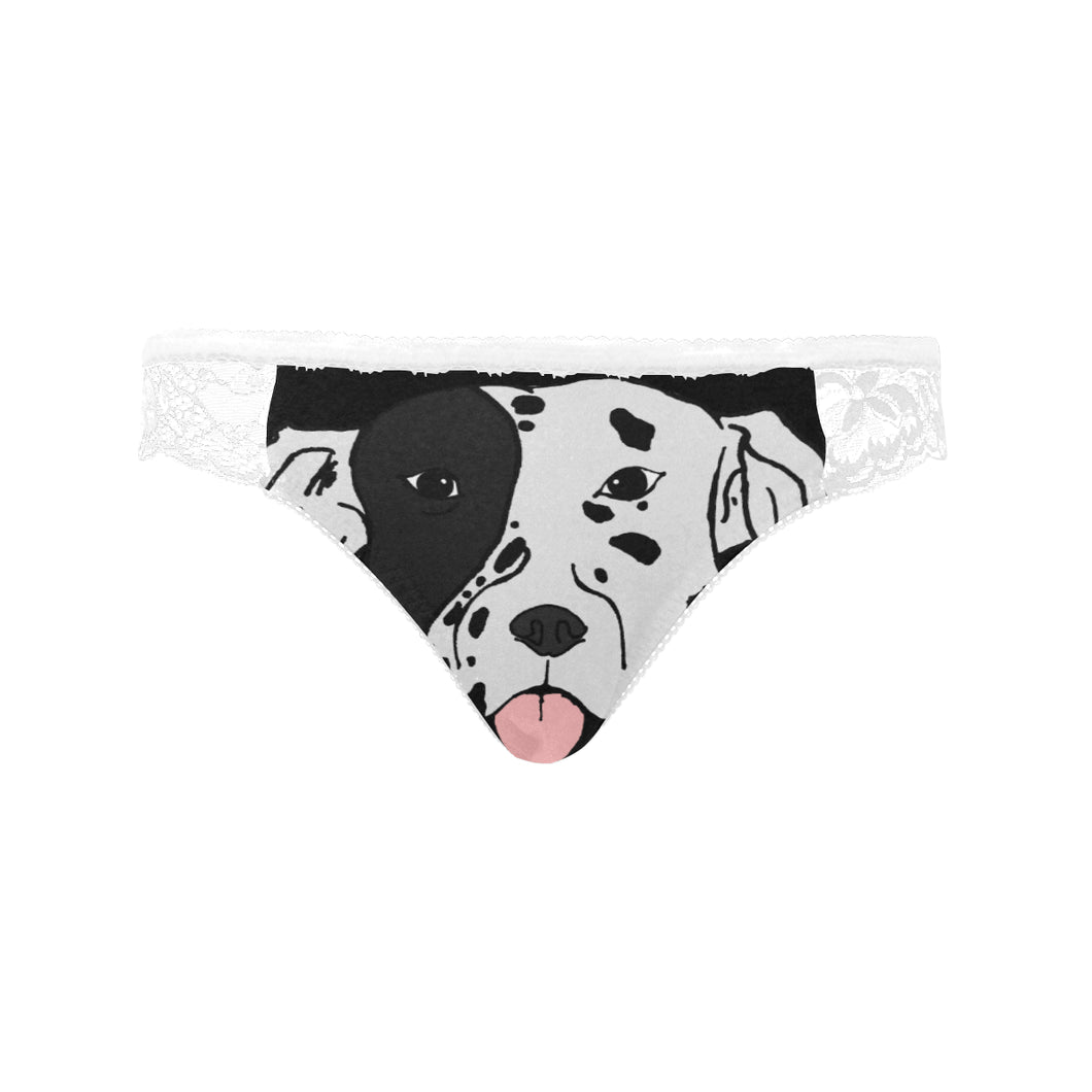 #Rossolini1# Dalmatian White Women's Lace Panty (Model L41)