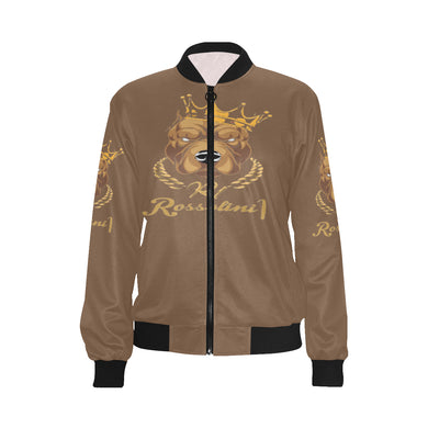 #MASKOFF# Brown Bomber Jacket for Women (Model H36)