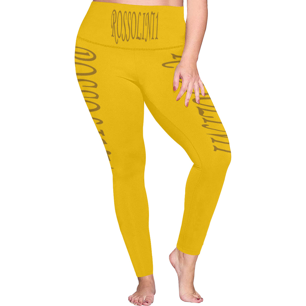 #Rossolini1# TheName Gold Plus Size High Waist Leggings (Model L44)