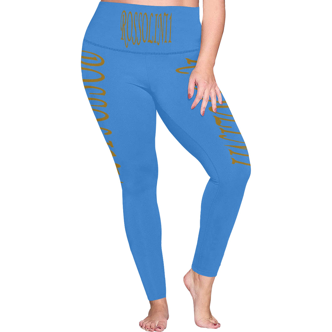 #Rossolini1# TheName Blue Plus Size High Waist Leggings (Model L44)