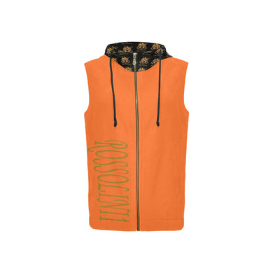 #Rossolini1# Orange Sleeveless Zip Up Hoodie for Women (Model H16)