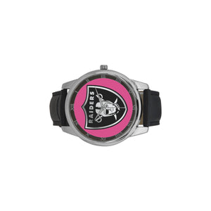 #Rossolini1# Raiders Hot Pink Men's Leather Strap Large Dial Watch(Model 213)