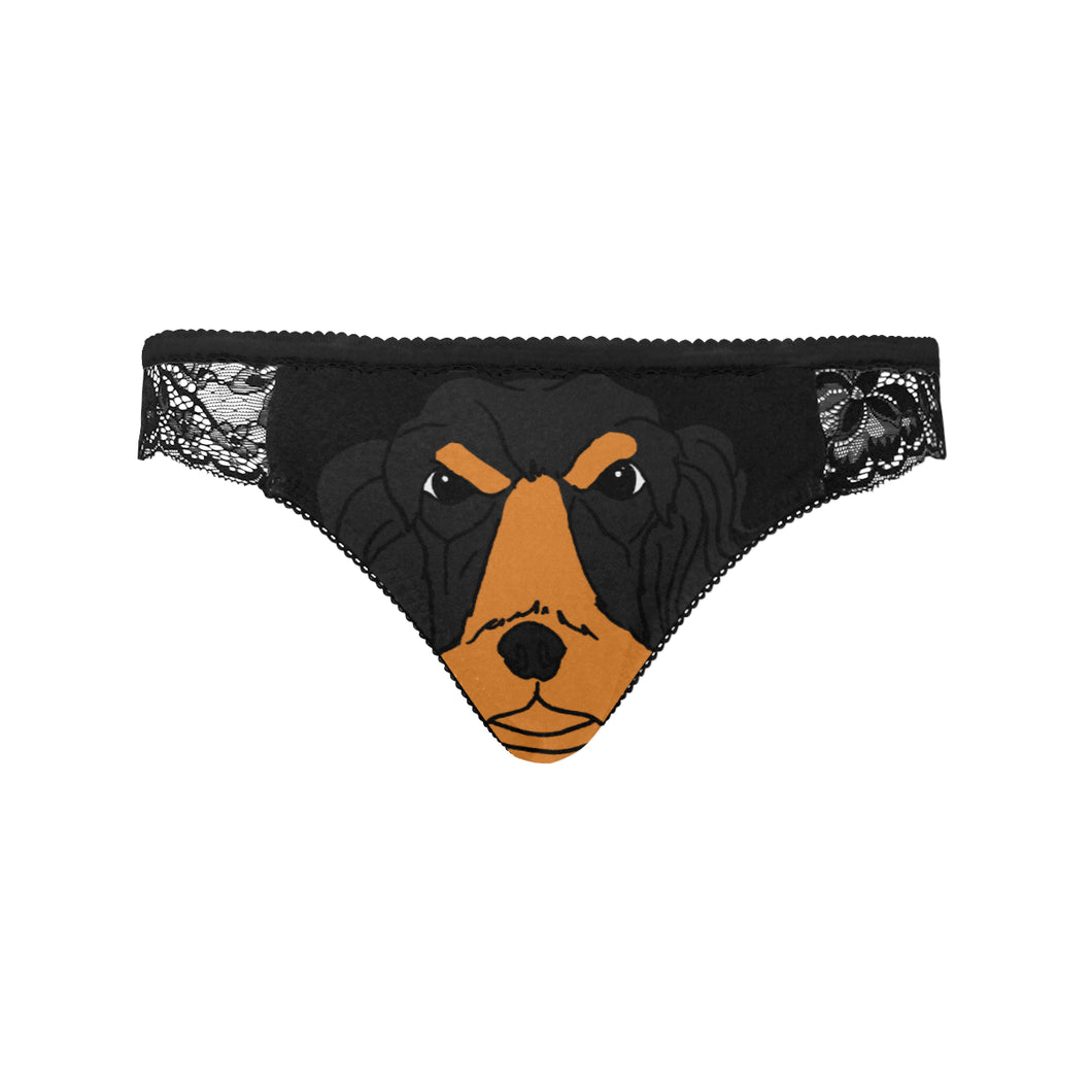 #Rossolini1# Cocker Spaniel Black Women's Lace Panty (Model L41)