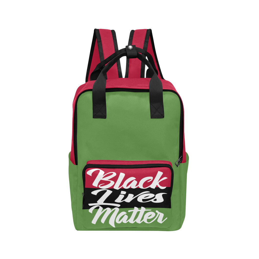 #Rossolini1# Black Lives Matter Green Twin Handle Backpack (Model 1732)