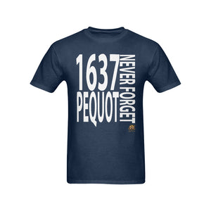 #NEVERFORGET# Pequot 1637 Men's Navy Blue T-Shirt