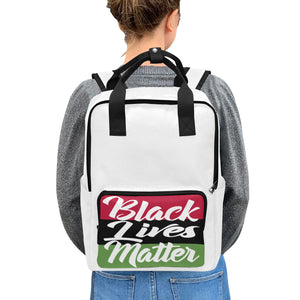 #Rossolini1# Black Lives Matter White Twin Handle Backpack (Model 1732)