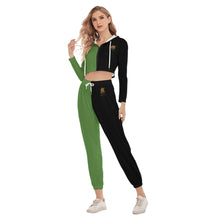 Rossolini1  Grass Green/Black Women's Crop Hoodie Sports Sets