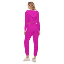 Rossolini1 Hot Pink Women's Crop Hoodie Sports Sets