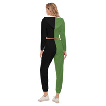 Rossolini1  Grass Green/Black Women's Crop Hoodie Sports Sets