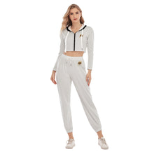 Rossolini1 White Women's Crop Hoodie Sports Sets