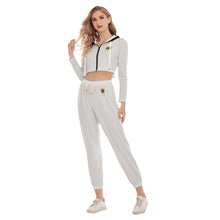 Rossolini1 White Women's Crop Hoodie Sports Sets