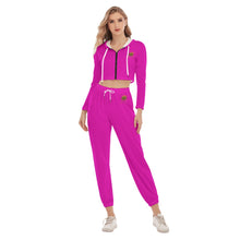 Rossolini1 Hot Pink Women's Crop Hoodie Sports Sets