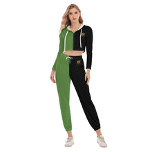 Rossolini1  Grass Green/Black Women's Crop Hoodie Sports Sets