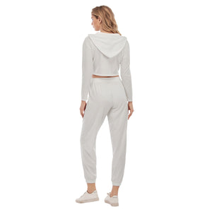 Rossolini1 White Women's Crop Hoodie Sports Sets