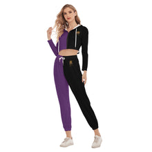 Rossolini1  Purple/Black Women's Crop Hoodie Sports Sets