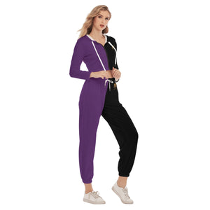 Rossolini1  Purple/Black Women's Crop Hoodie Sports Sets