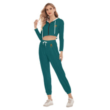 Rossolini1 Kelly Green Women's Crop Hoodie Sports Sets