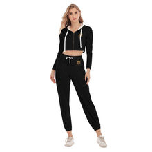 Rossolini1 Black Women's Crop Hoodie Sports Sets