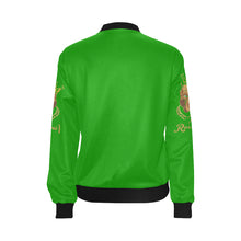 #MASKOFF# Green Bomber Jacket for Women (Model H36)