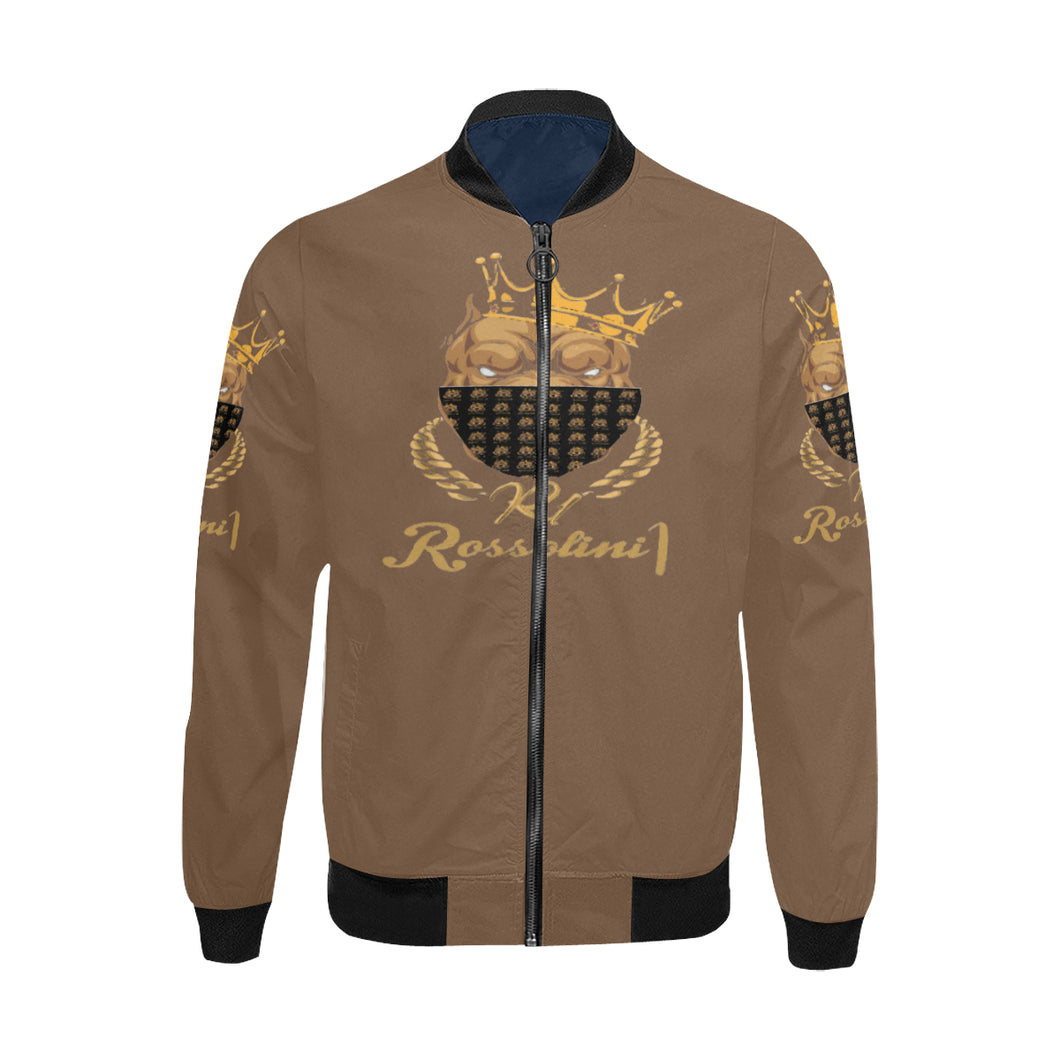 #MASKON# Brown Bomber Jacket for Men (Model H31)