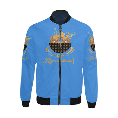 #MASKON# Blue Bomber Jacket for Men (Model H31)