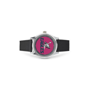 #Rossolini1# Eagles Hot Pink Kid's Stainless Steel Leather Strap Watch(Model 208)