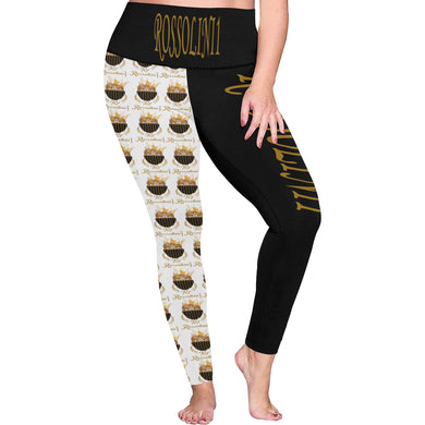 #Rossolini1# TheName MaskOn White Right Plus Size High Waist Leggings (Model L44)