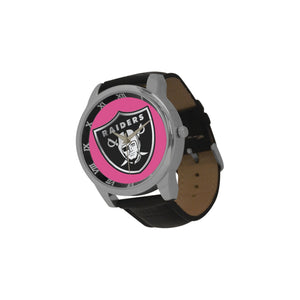 #Rossolini1# Raiders Hot Pink Men's Leather Strap Large Dial Watch(Model 213)