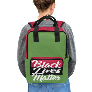 #Rossolini1# Black Lives Matter Green Twin Handle Backpack (Model 1732)